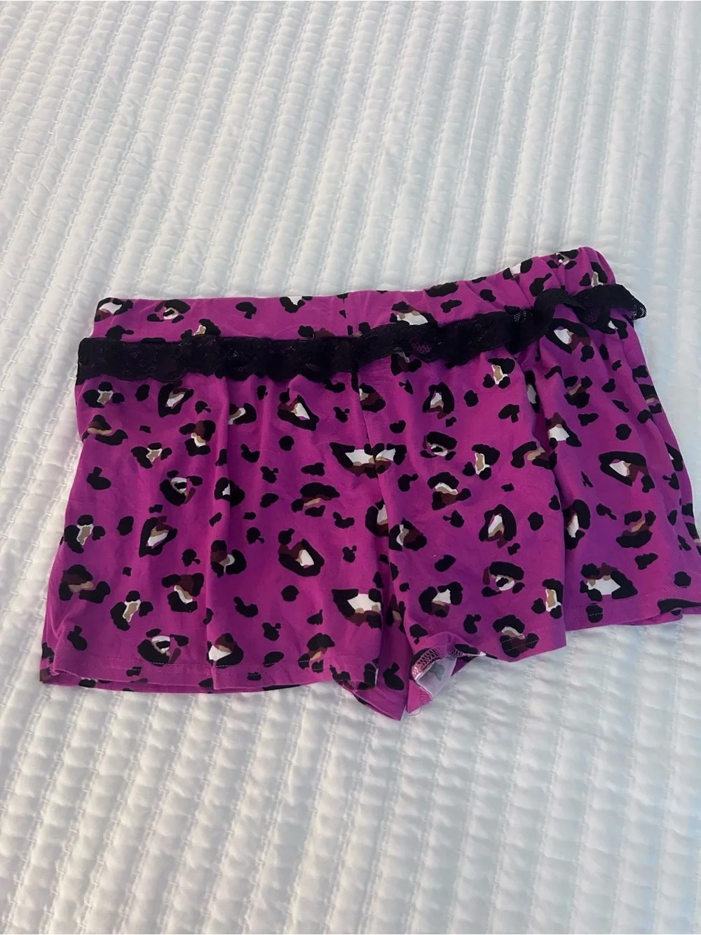 Lauren Rae Lace-Trim Purple Leopard Print Sleep Set. Size 1XL